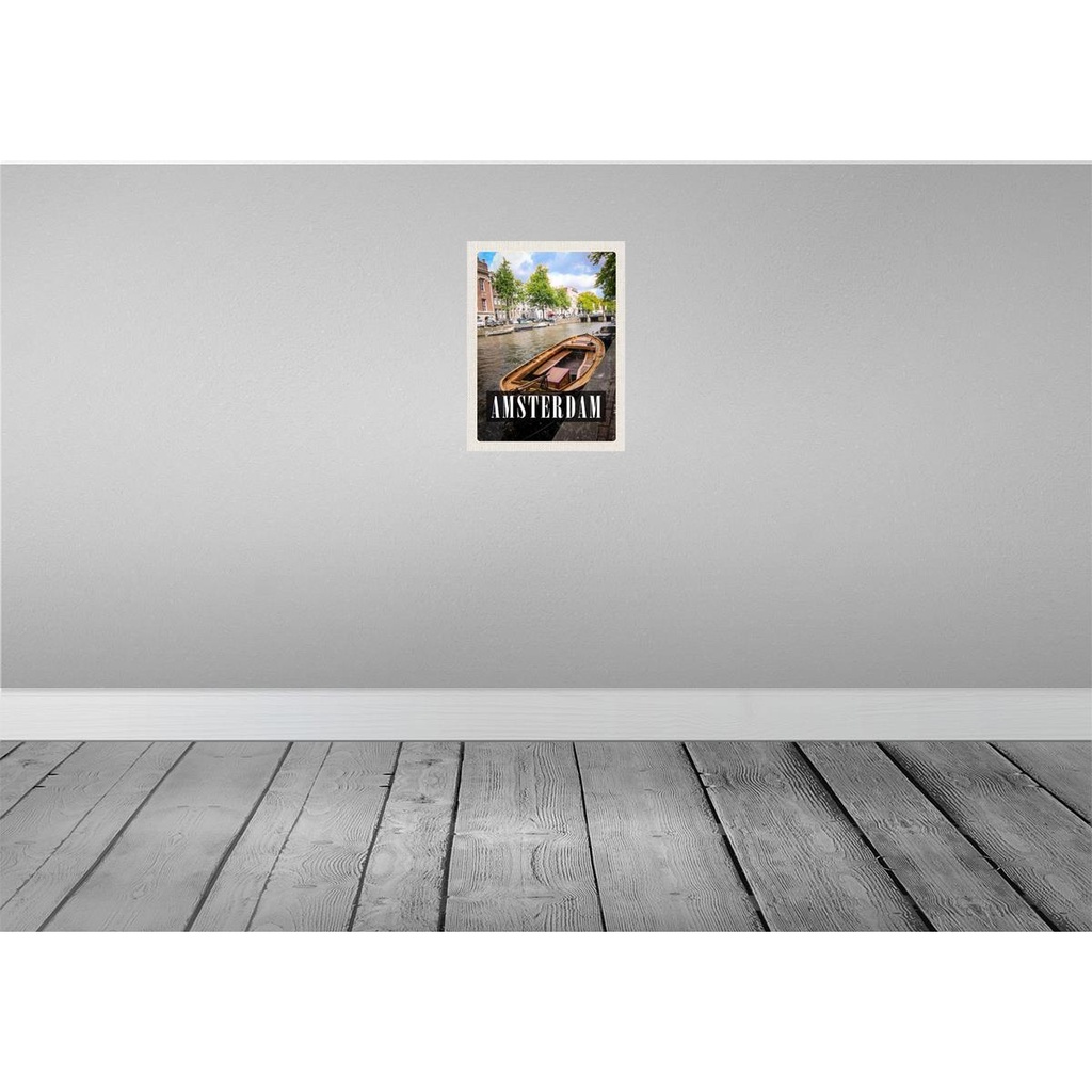 [LA-136098] Blechschild 40x30 cm AmsterdamBoot Holland Bildmotiv Reisemotiv Abenteuer Reisen Straße Stadt Urlaub Bild 2