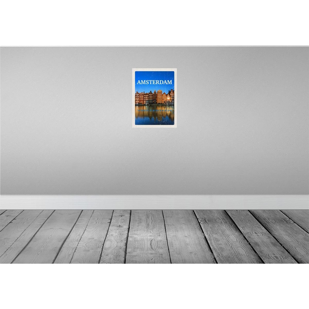 [LA-136100] Blechschild 40x30 cm Retro Amsterdam Reiseziel Bildmotiv Reisemotiv Abenteuer Reisen Straße Stadt Urlaub Bild 2