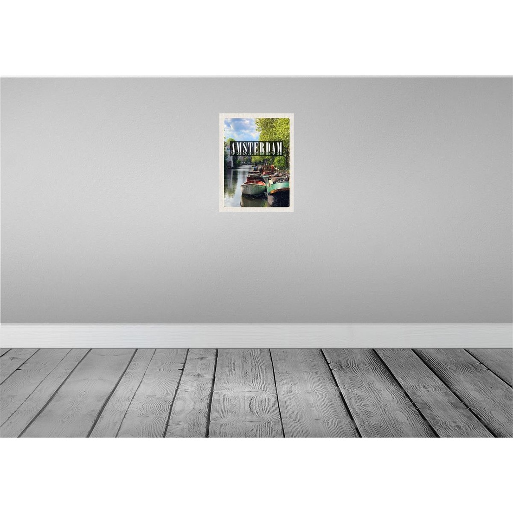 [LA-136101-H] Holzschild 40x30 cm AmsterdamBootsfahrt Bildmotiv Reisemotiv Straße Stadt Bild 2