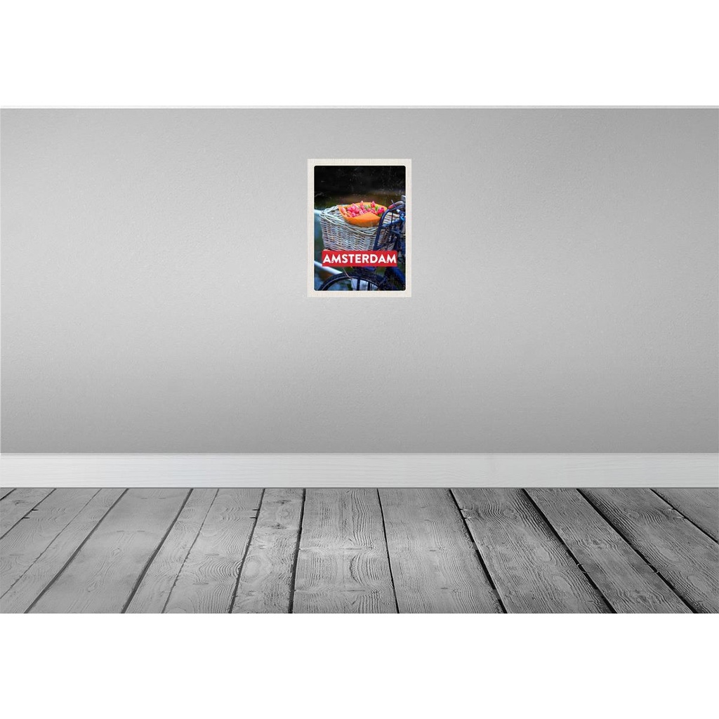 [LA-136104] Blechschild 40x30 cm Retro Amsterdam Tulpen Fahrrad Bildmotiv Reisemotiv Abenteuer Reisen Europa Urlaub Bild 2