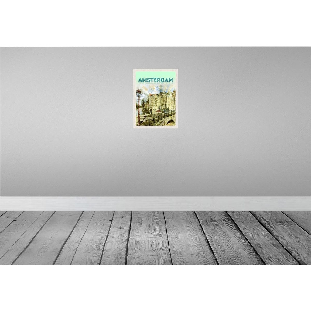 [LA-136106-H] Holzschild 40x30 cm Vintage Kunst Amsterdam Bildmotiv Reisemotiv Straße Stadt Bild 2