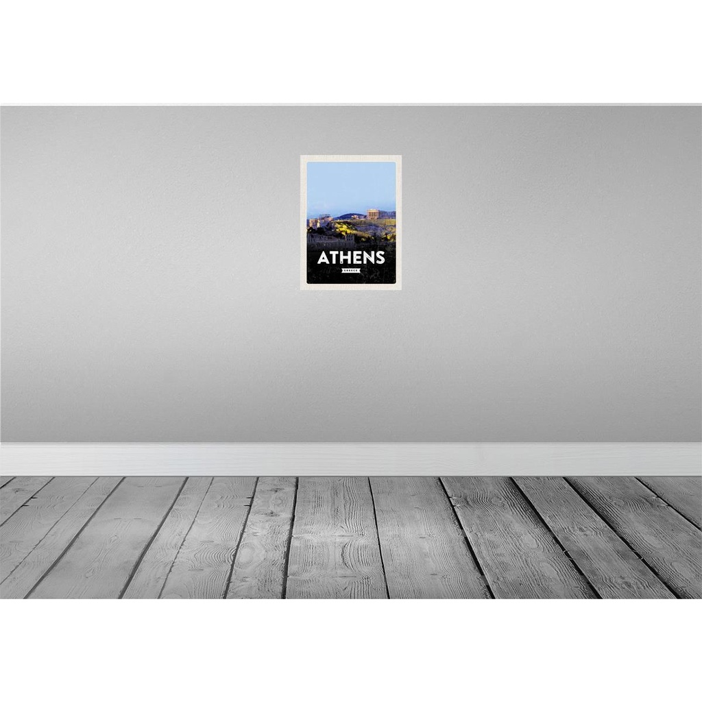 [LA-136110-H] Holzschild 40x30 cm Retro Athens Greece Bildmotiv Reisemotiv Straße Stadt Bild 2