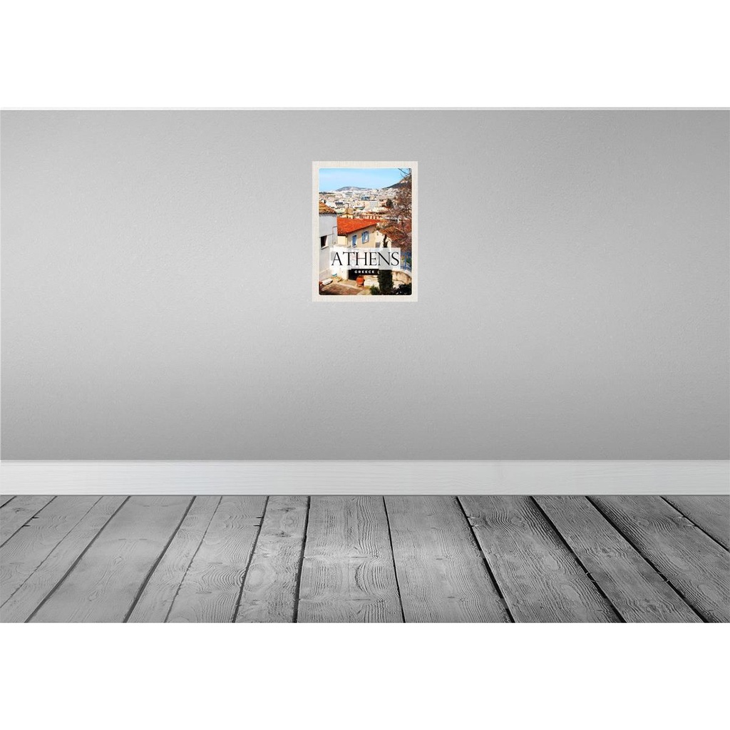 [LA-136112-H] Holzschild 40x30 cm Athens Greece Stadt Bildmotiv Reisemotiv Straße Bild 2