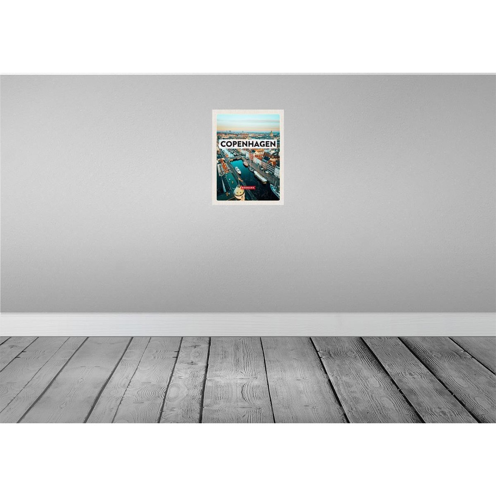 [LA-136121-H] Holzschild 40x30 cm Copenhagen Denmark Altstadt Fluss Bildmotiv Reisemotiv Europa Bild 2