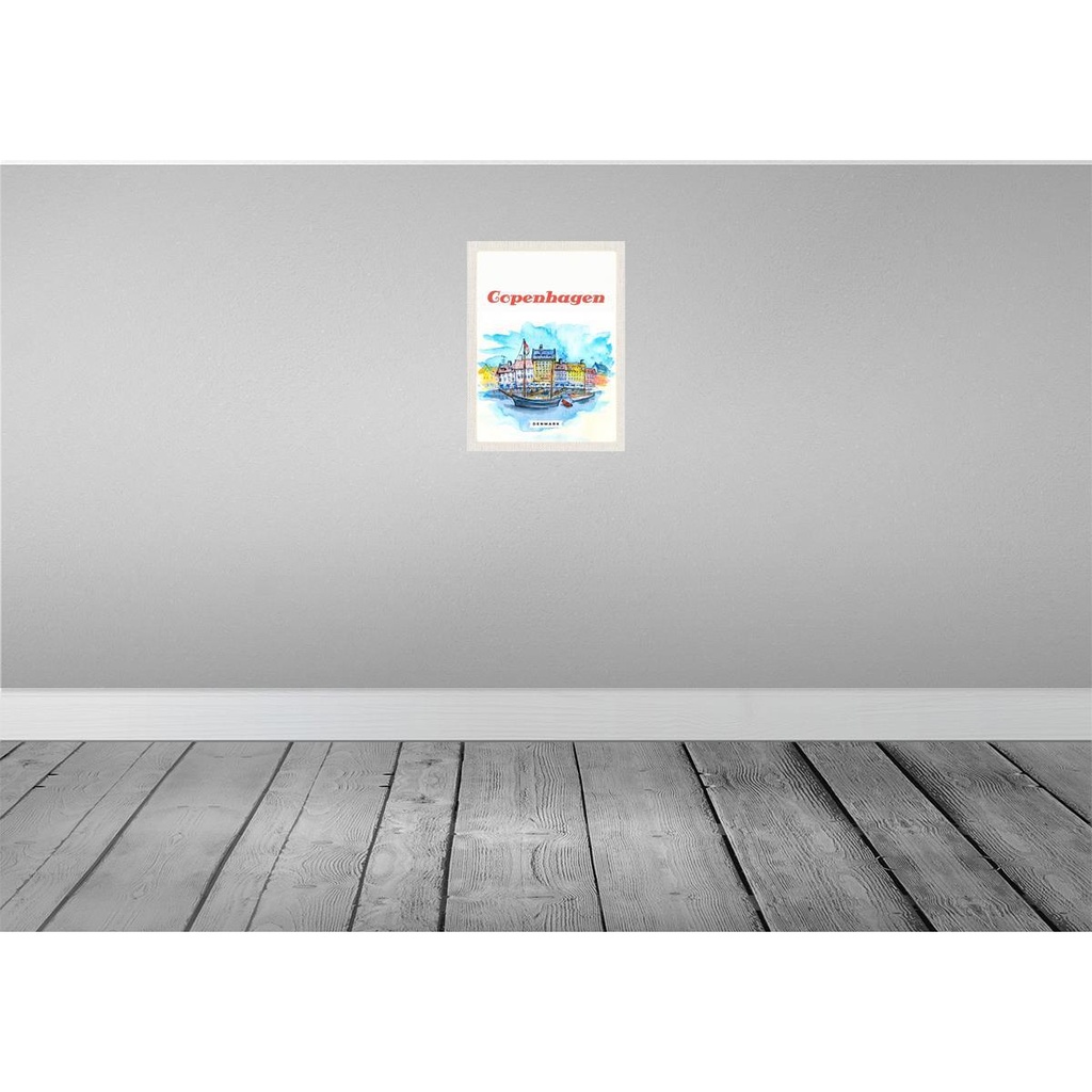 [LA-136129-H] Holzschild 40x30 cm Bild Copenhagen Denmark Boot Bildmotiv Reisemotiv Straße Stadt Bild 2