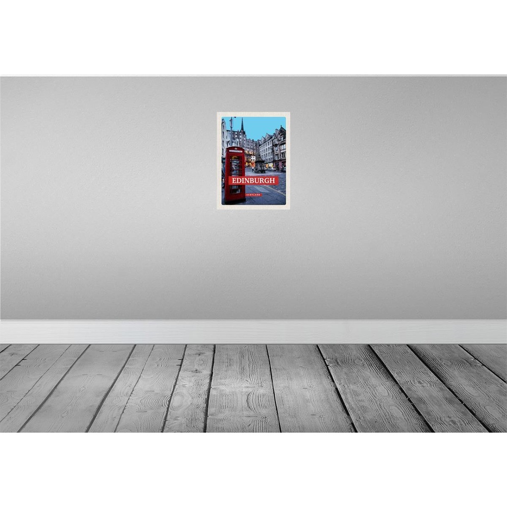 [LA-136140] Blechschild 40x30 cm Edinburgh Scotland Telephone rot Bildmotiv Reisemotiv Abenteuer Reisen Europa Urlaub Bild 2