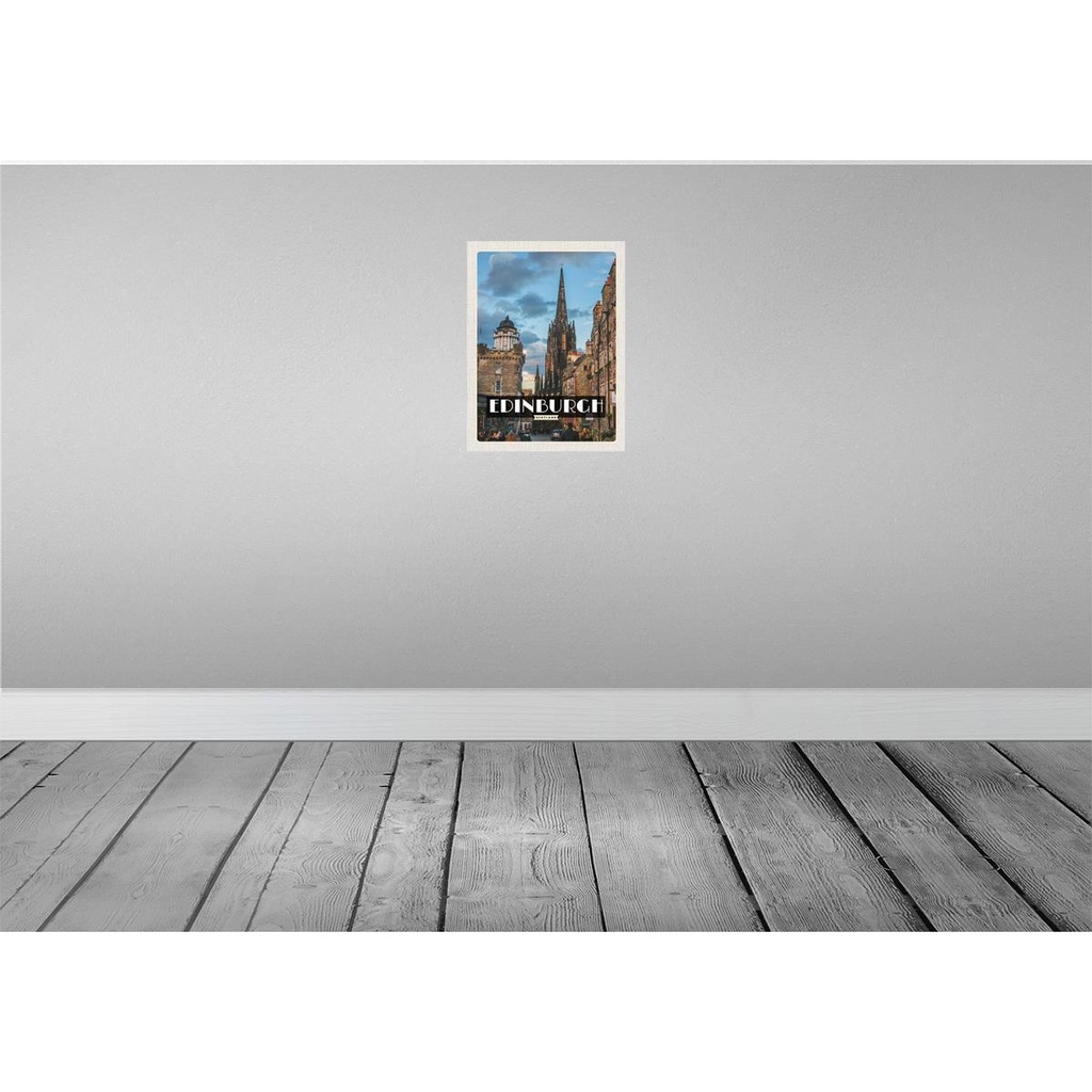 [LA-136142-H] Holzschild 40x30 cm Edinburgh Scotland Altstadt Bildmotiv Reisemotiv Straße Stadt Bild 2