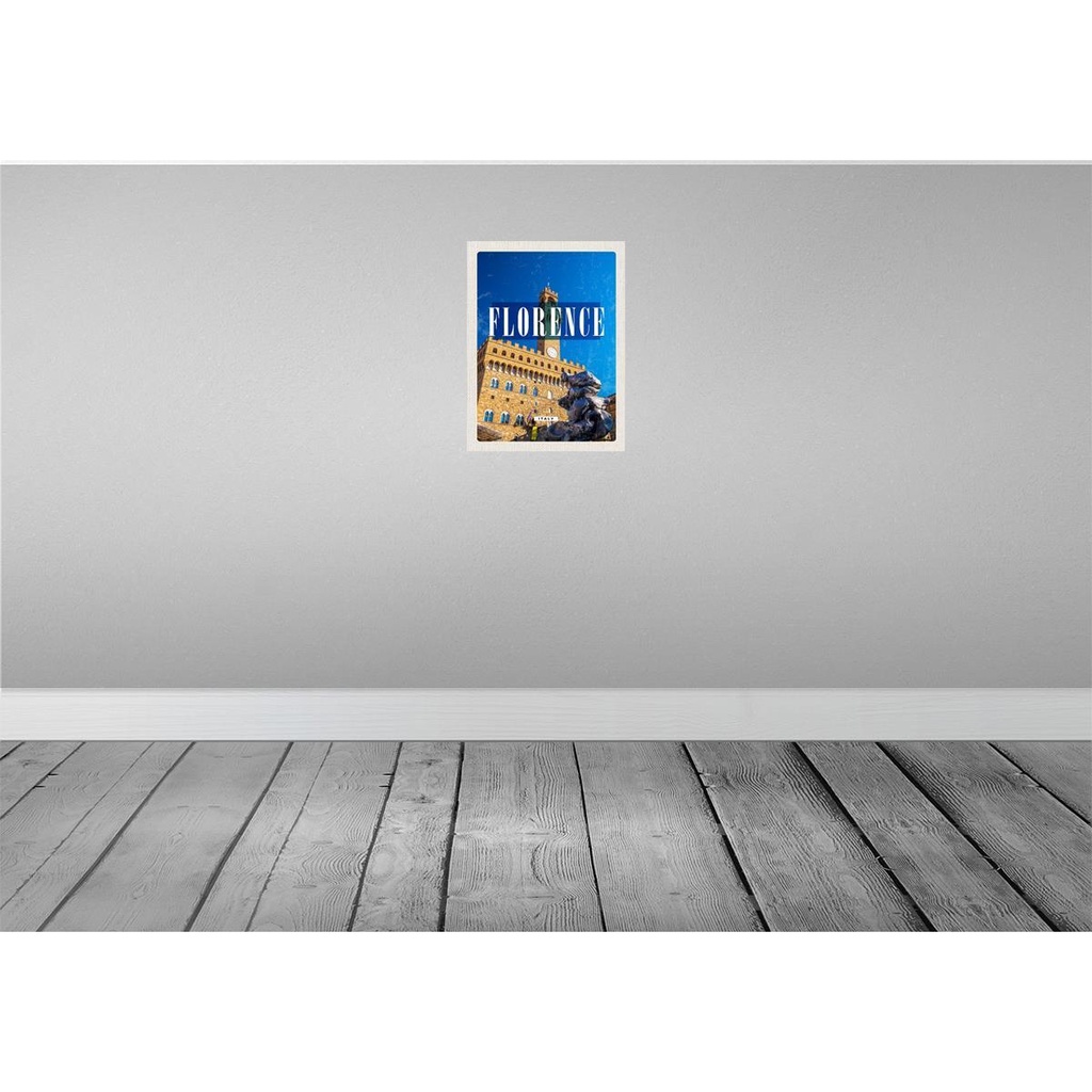 [LA-136150] Blechschild 40x30 cm Florence Italy Urlaub Retro Uhrturm Toscana Bildmotiv Reisemotiv Abenteuer Reisen Europa Bild 2