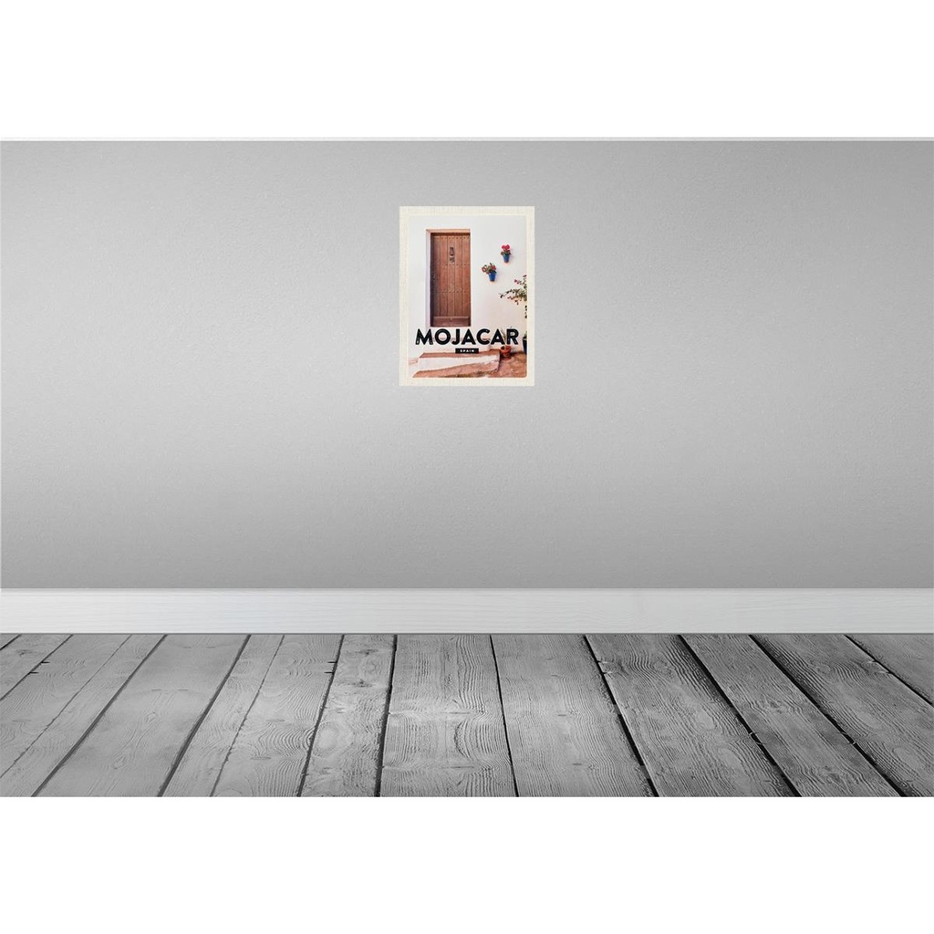 [LA-136181] Blechschild 40x30 cm Mojacar Spain Urlaub Spanien Hozltür Bildmotiv Reisemotiv Abenteuer Reisen Straße Stadt Bild 2