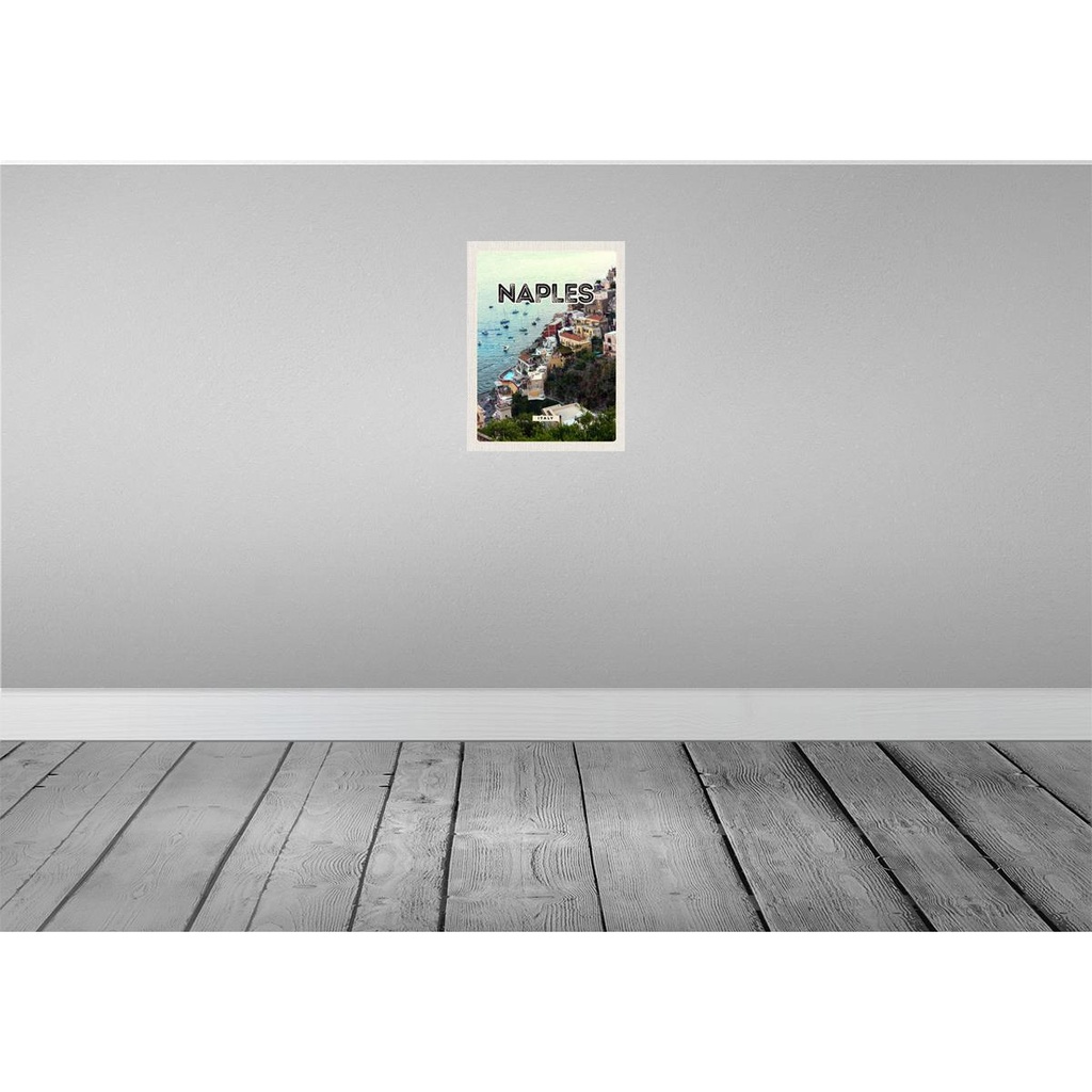 [LA-136184-H] Holzschild 40x30 cm Naples Italy Neapel Italien Panorama Bildmotiv Reisemotiv Europa Bild 2