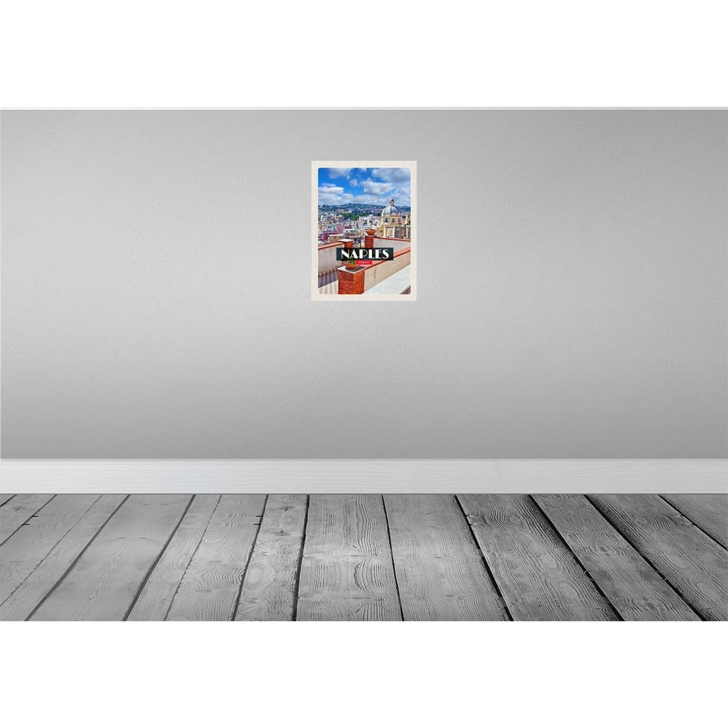 [LA-136185-H] Holzschild 40x30 cm Naples Italy Neapel Panorama Himmel Bildmotiv Reisemotiv Europa Bild 2