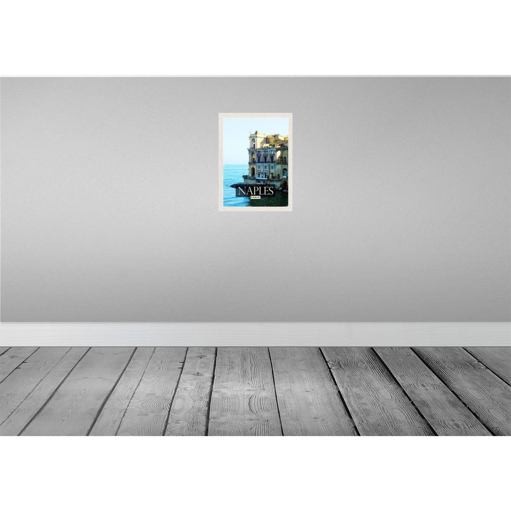 [LA-136187-H] Holzschild 40x30 cm Naples Italy Neapel Panorama Meer Bildmotiv Reisemotiv Europa Bild 2