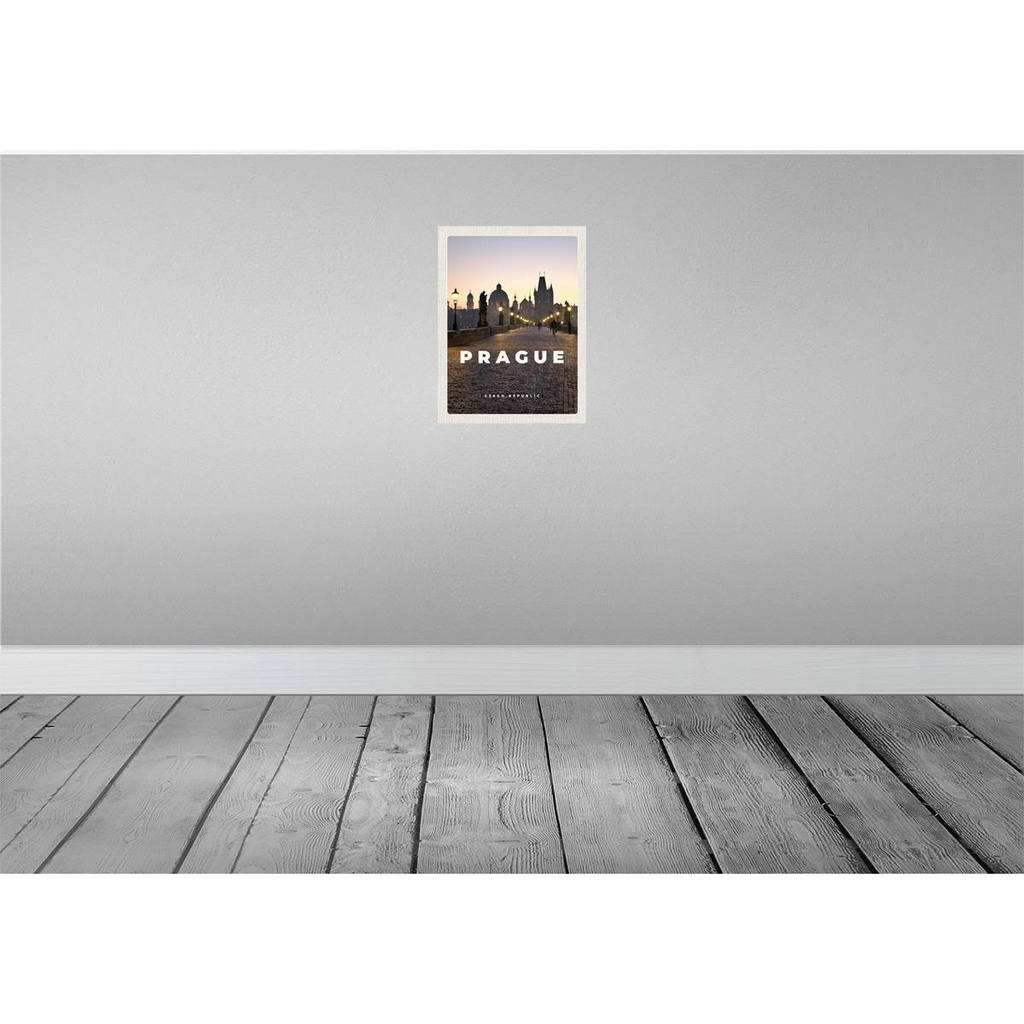 [LA-136201-H] Holzschild 40x30 cm Prague Tschechien Sonnenuntergang Bildmotiv Reisemotiv Europa Bild 2