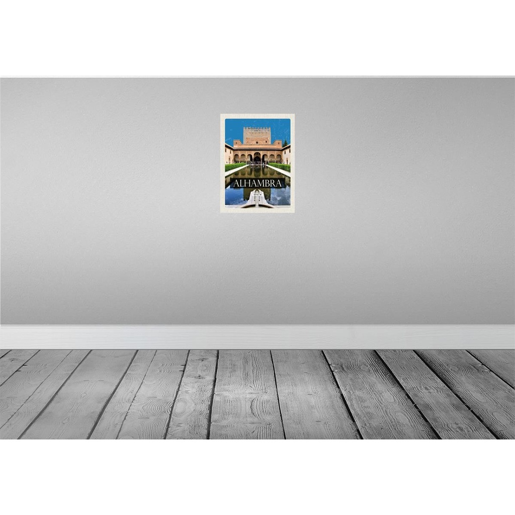 [LA-136204-H] Holzschild 40x30 cm Retro Alhambra Spain Spanien Bildmotiv Reisemotiv Straße Stadt Bild 2