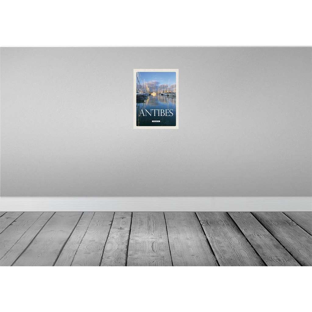 [LA-136209-H] Holzschild 40x30 cm Retro Antibes France Jachten Meer Bildmotiv Reisemotiv Europa Bild 2