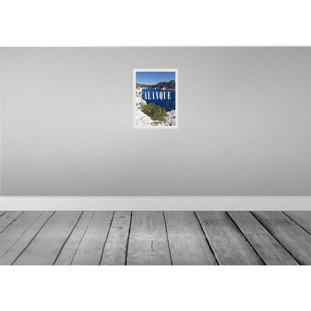 [LA-136224-H] Holzschild 40x30 cm Retro calanque France Meer Berge Natur Bildmotiv Reisemotiv Europa Bild 2
