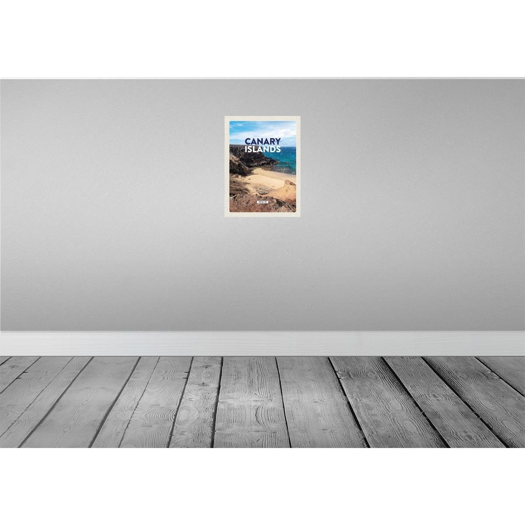 [LA-136225-H] Holzschild 40x30 cm Sretro Canary Islands Berge Meer Sand child Bildmotiv Reisemotiv Europa Bild 2