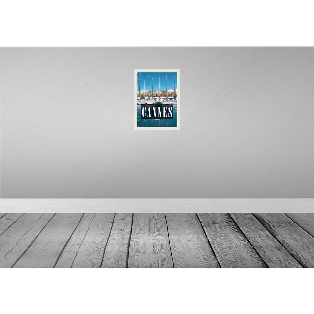 [LA-136226-H] Holzschild 40x30 cm Retro Cannes France MeerJacht Bildmotiv Reisemotiv Straße Stadt Bild 2