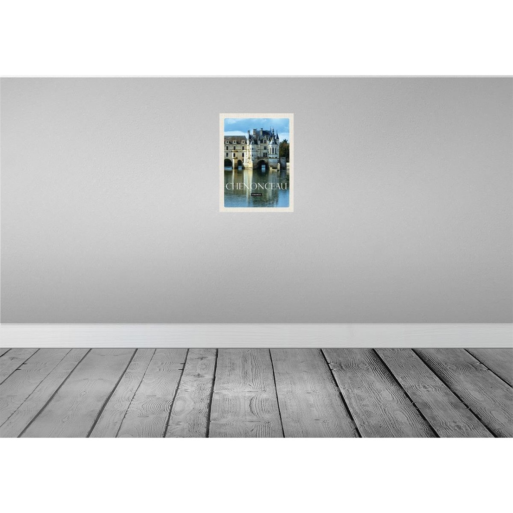 [LA-136231-H] Holzschild 40x30 cm Retro Chenonceau France Schloss Bildmotiv Reisemotiv Europa Bild 2