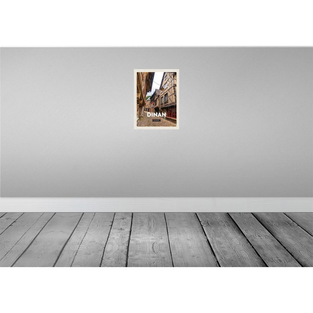 [LA-136238-H] Holzschild 40x30 cm Dinan France Mittelalter Stadt Bildmotiv Reisemotiv Straße Bild 2