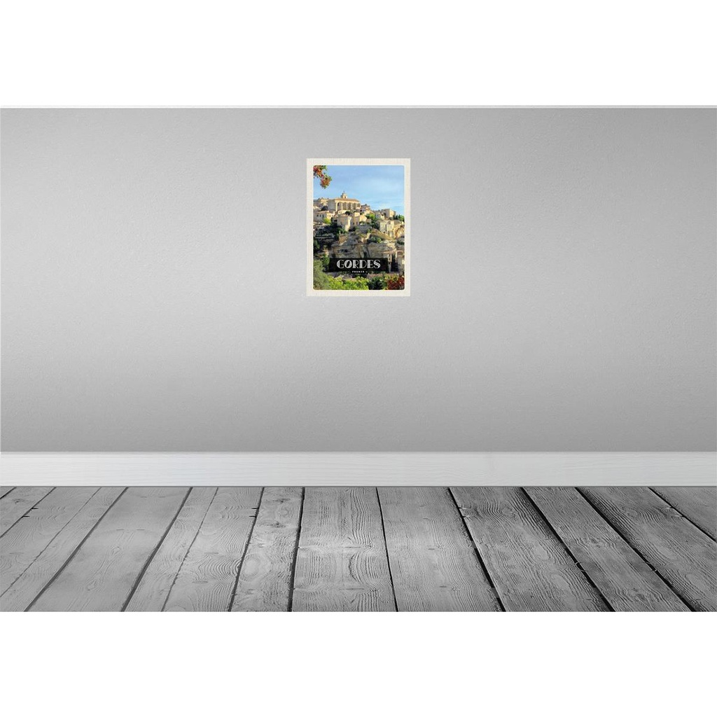 [LA-136245-H] Holzschild 40x30 cm Gordes France Ansicht Urlaub Straße Stadt Bild 2