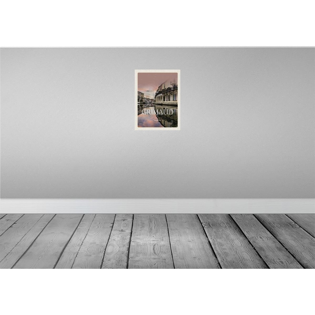 [LA-136248] Blechschild 40x30 cm Grimaud France Urlaub Panorama Bild Geschnenk Bildmotiv Reisemotiv Abenteuer Reisen Europa Bild 2