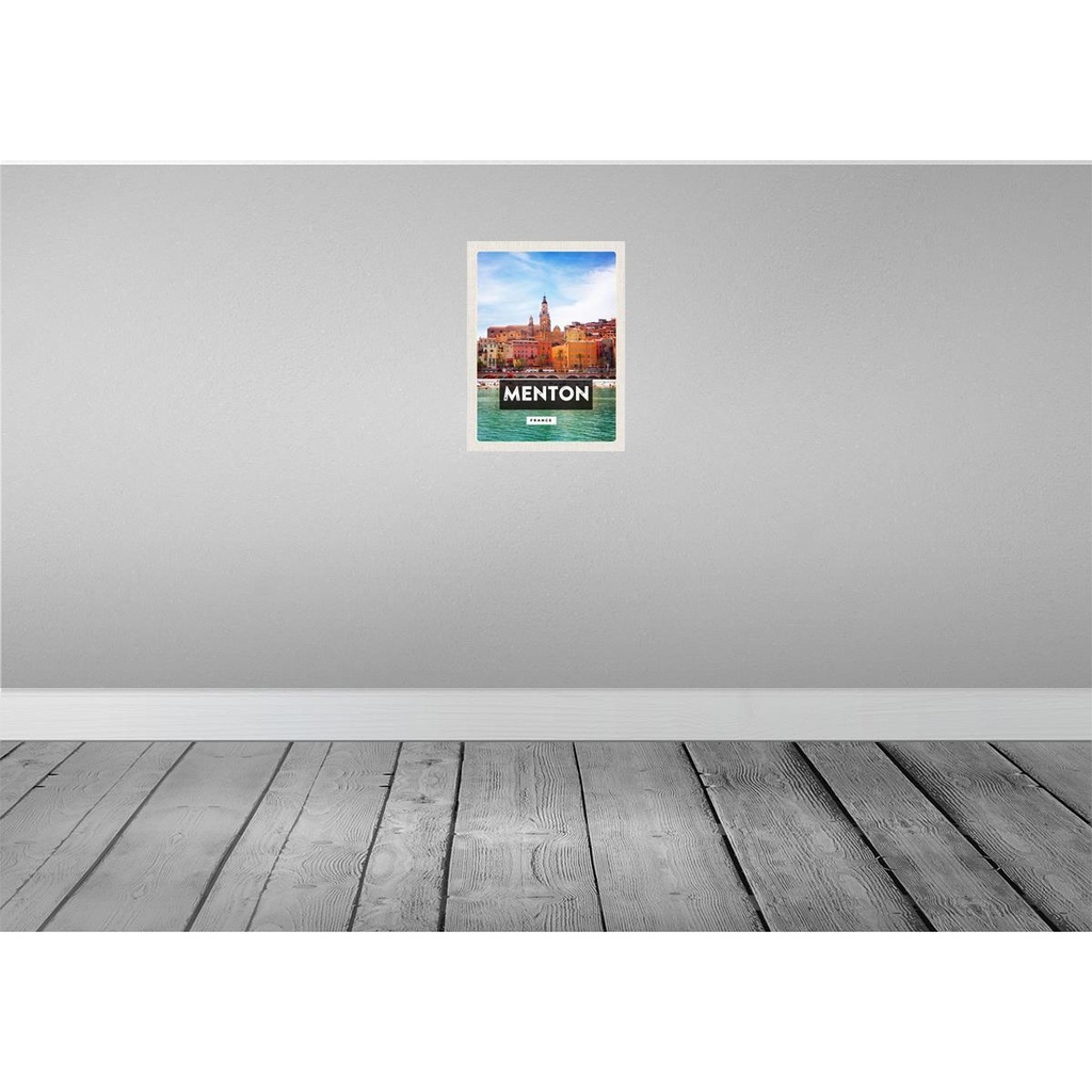 [LA-136261-H] Holzschild 40x30 cm Menton France Provence Stadt Bildmotiv Reisemotiv Straße Bild 2