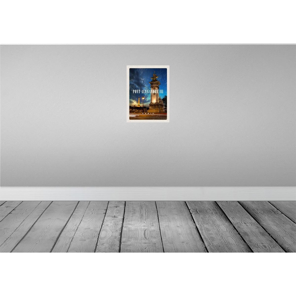 [LA-136272] Blechschild 40x30 cm Pont Alexandre Europa Urlaub III Paris Brücke Nacht Bildmotiv Reisemotiv Abenteuer Reisen Bild 2