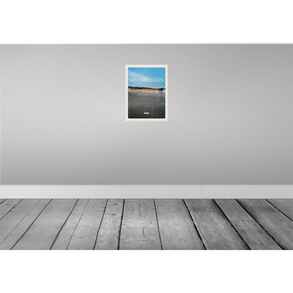 [LA-136279-H] Holzschild 40x30 cm Retro San Sebastian Spain Strand Meer Bildmotiv Reisemotiv Europa Bild 2