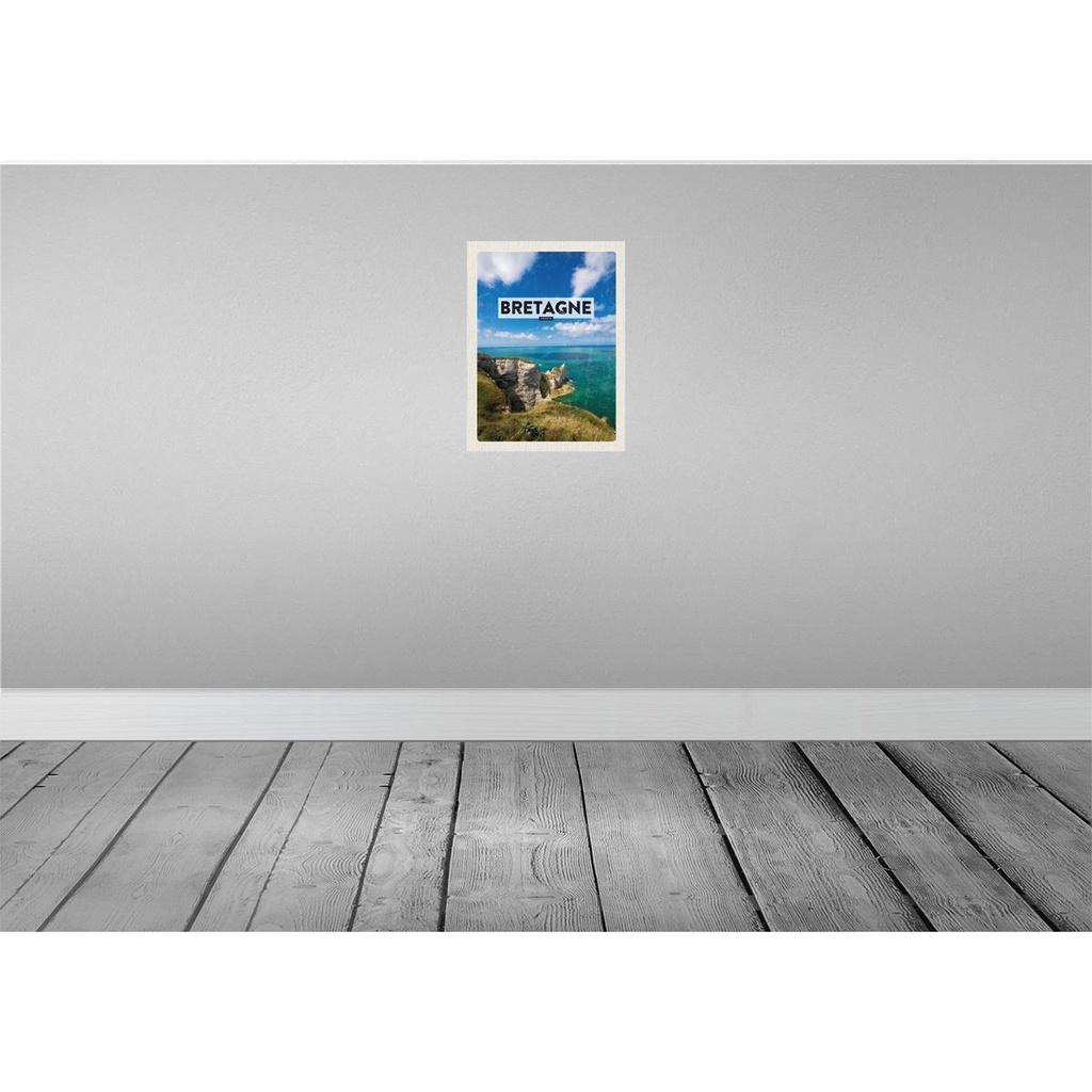 [LA-136308-H] Holzschild 40x30 cm Bretagne France Meer Berge Bildmotiv Reisemotiv Straße Stadt Bild 2