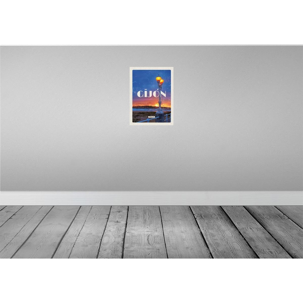 [LA-136321] Blechschild 40x30 cm Gijon Spain Urlaub Sonnenuntergang Meer Bildmotiv Reisemotiv Essen Trinken Abenteuer Reisen Bild 2