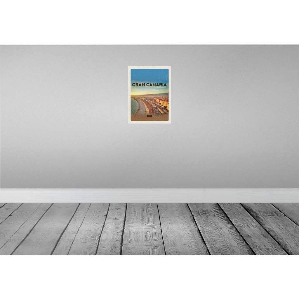 [LA-136322-H] Holzschild 40x30 cm Gran Canaria Spain Panoramablick Meer Bildmotiv Reisemotiv Europa Bild 2