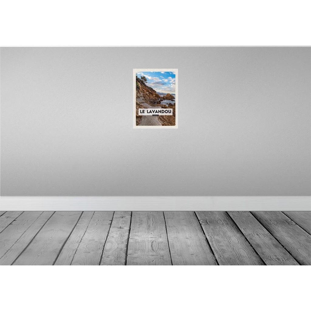 [LA-136327-H] Holzschild 40x30 cm Le Lavandou France Berge Meer Bildmotiv Reisemotiv Abenteuer Reisen Bild 2