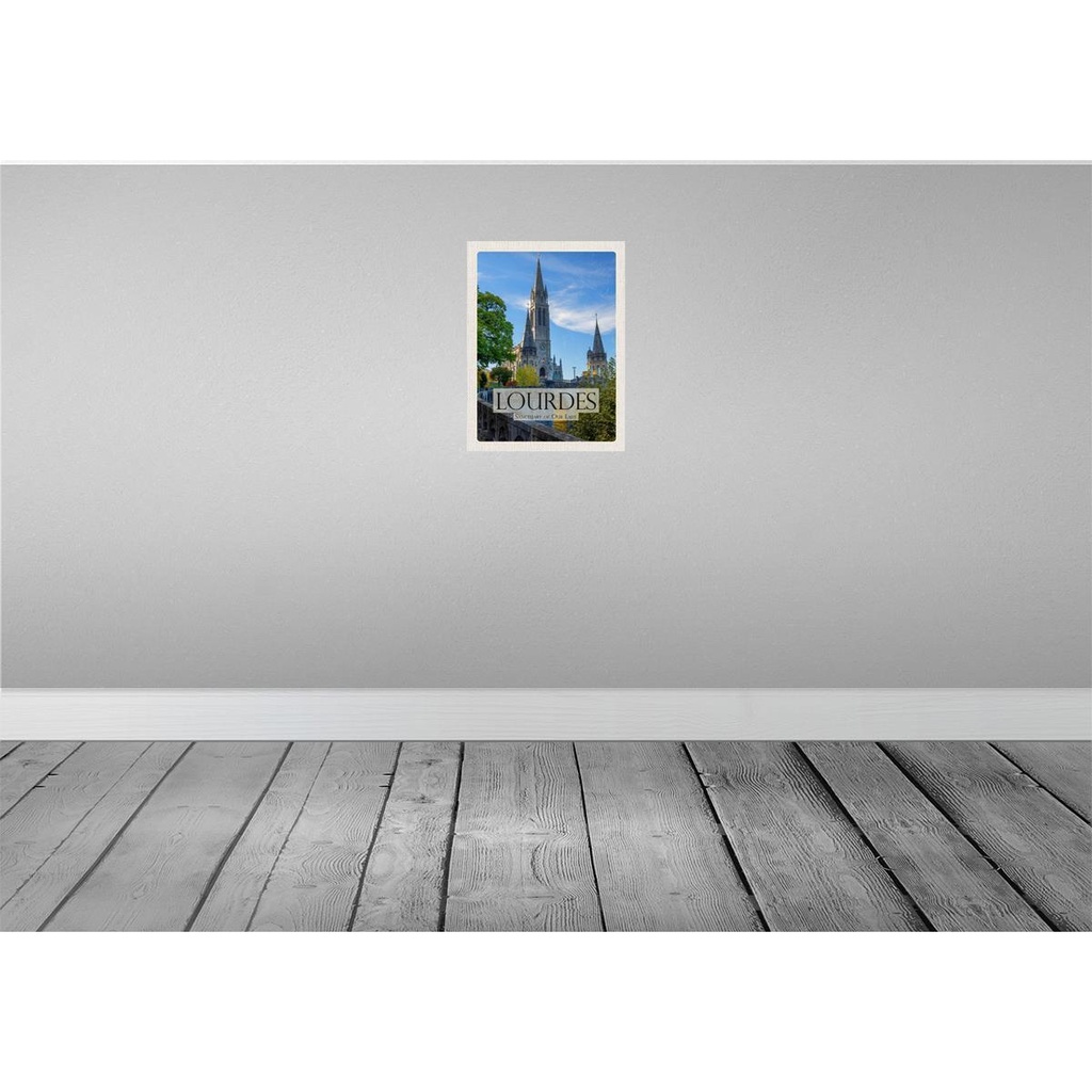 [LA-136330-H] Holzschild 40x30 cm Sanctuaires Notre-Dame de Lourdes Bildmotiv Reisemotiv Europa Bild 2