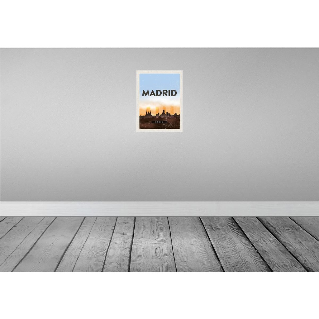 [LA-136332-H] Holzschild 40x30 cm Madrid Spain Retro Malerisches Bild Bildmotiv Reisemotiv Europa Bild 2