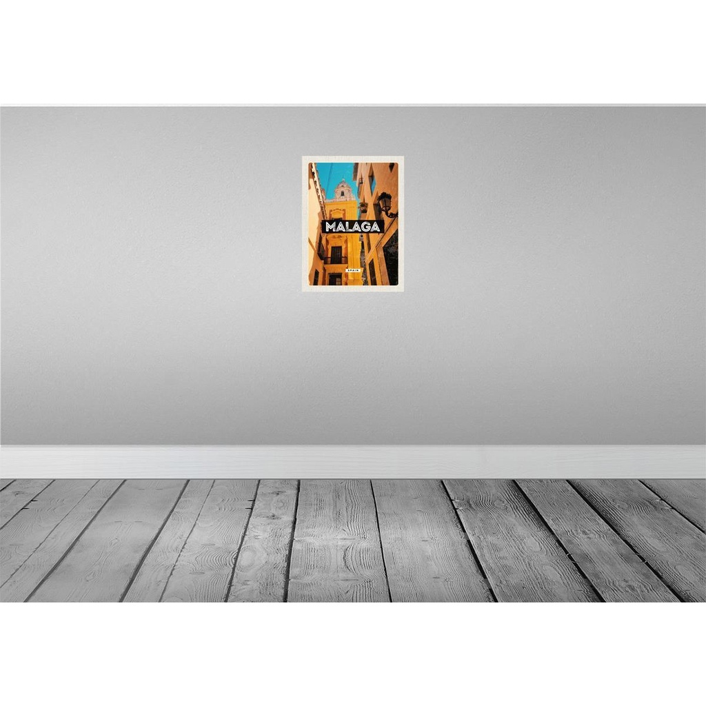 [LA-136333] Blechschild 40x30 cm Malaga Spain Urlaub Altstadt Retro Bildmotiv Reisemotiv Abenteuer Reisen Straße Stadt Bild 2