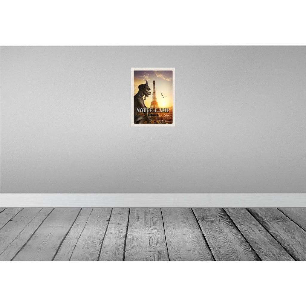 [LA-136343-H] Holzschild 40x30 cm Notre-Dame de Paris Chimère Turm Bildmotiv Reisemotiv Europa Bild 2