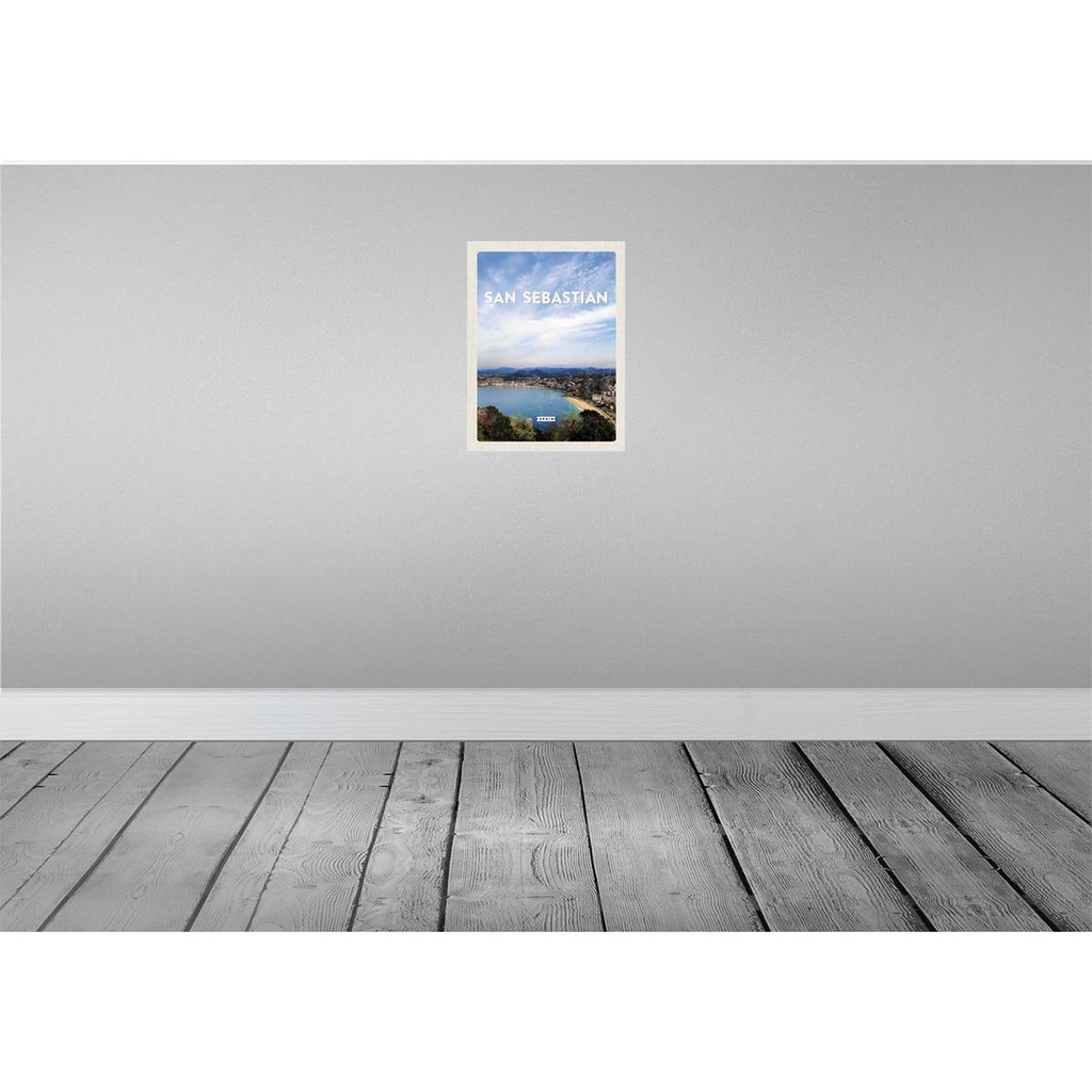 [LA-136353-H] Holzschild 40x30 cm San Sebastian Spain MeerSonne Bildmotiv Reisemotiv Straße Stadt Bild 2