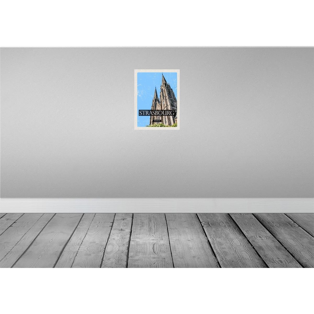 [LA-136356-H] Holzschild 40x30 cm Strasbourg France Kathedrale Bildmotiv Reisemotiv Europa Bild 2