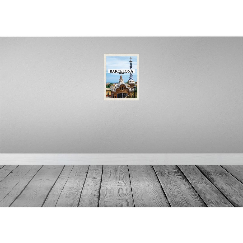 [LA-136364-H] Holzschild 40x30 cm Barcelona Spain urlaubsort Meer Bildmotiv Reisemotiv Abenteuer Reisen Bild 2