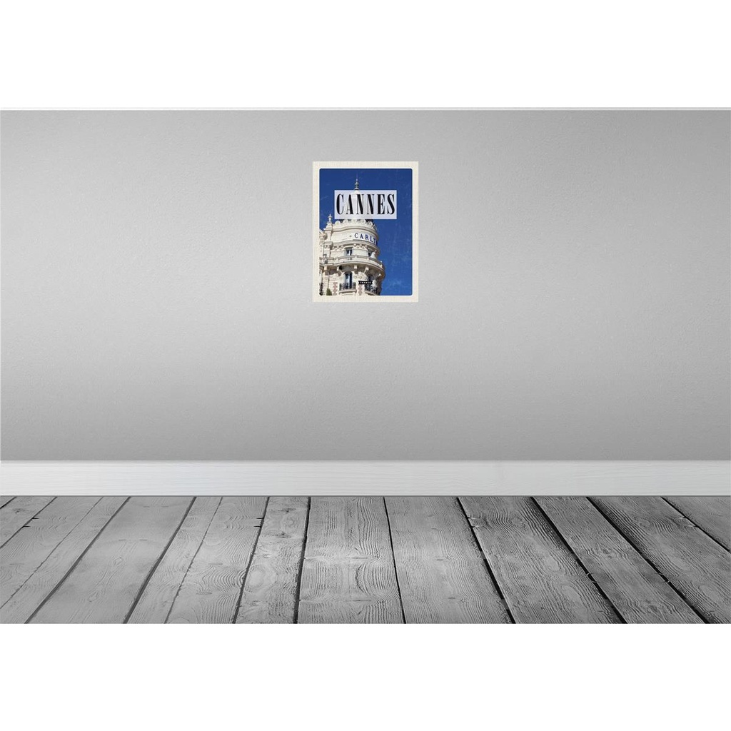 [LA-136374-H] Holzschild 40x30 cm Cannes France Carlton Hotel Bildmotiv Reisemotiv Straße Stadt Bild 2