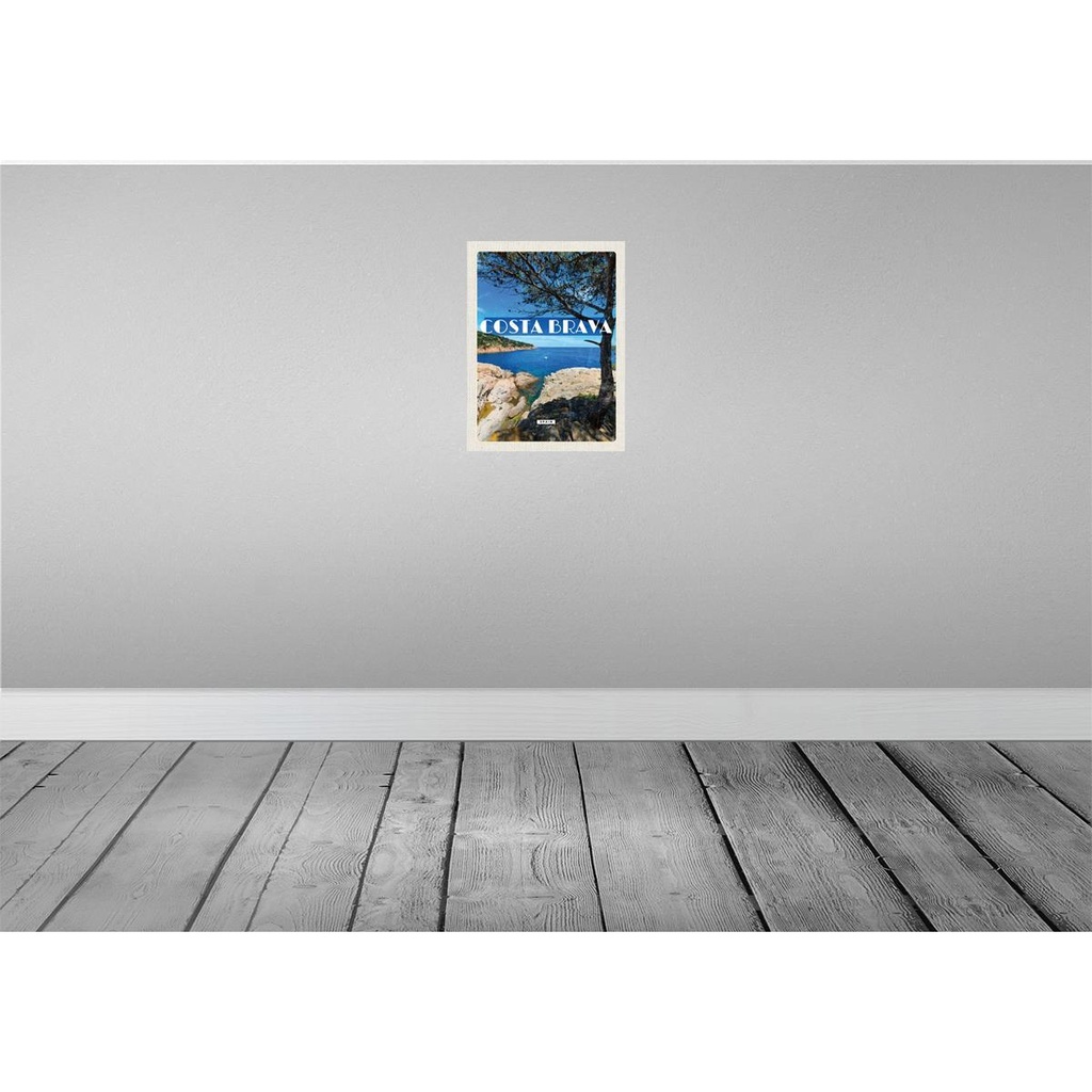 [LA-136378-H] Holzschild 40x30 cm Costa brava Spain Meer Berge Bildmotiv Reisemotiv Abenteuer Reisen Bild 2