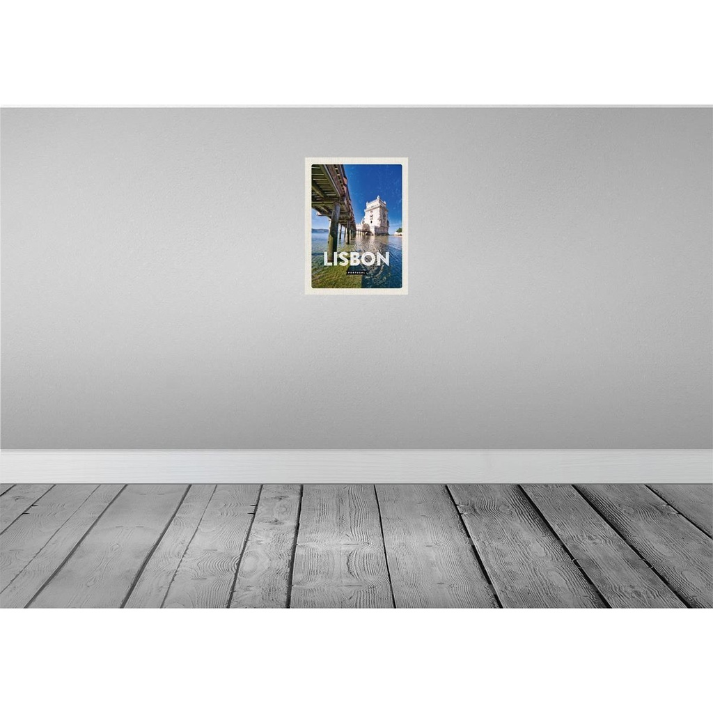 [LA-136384-H] Holzschild 40x30 cm Lisbon Portugal Meer Reisezirl Bildmotiv Reisemotiv Straße Stadt Bild 2