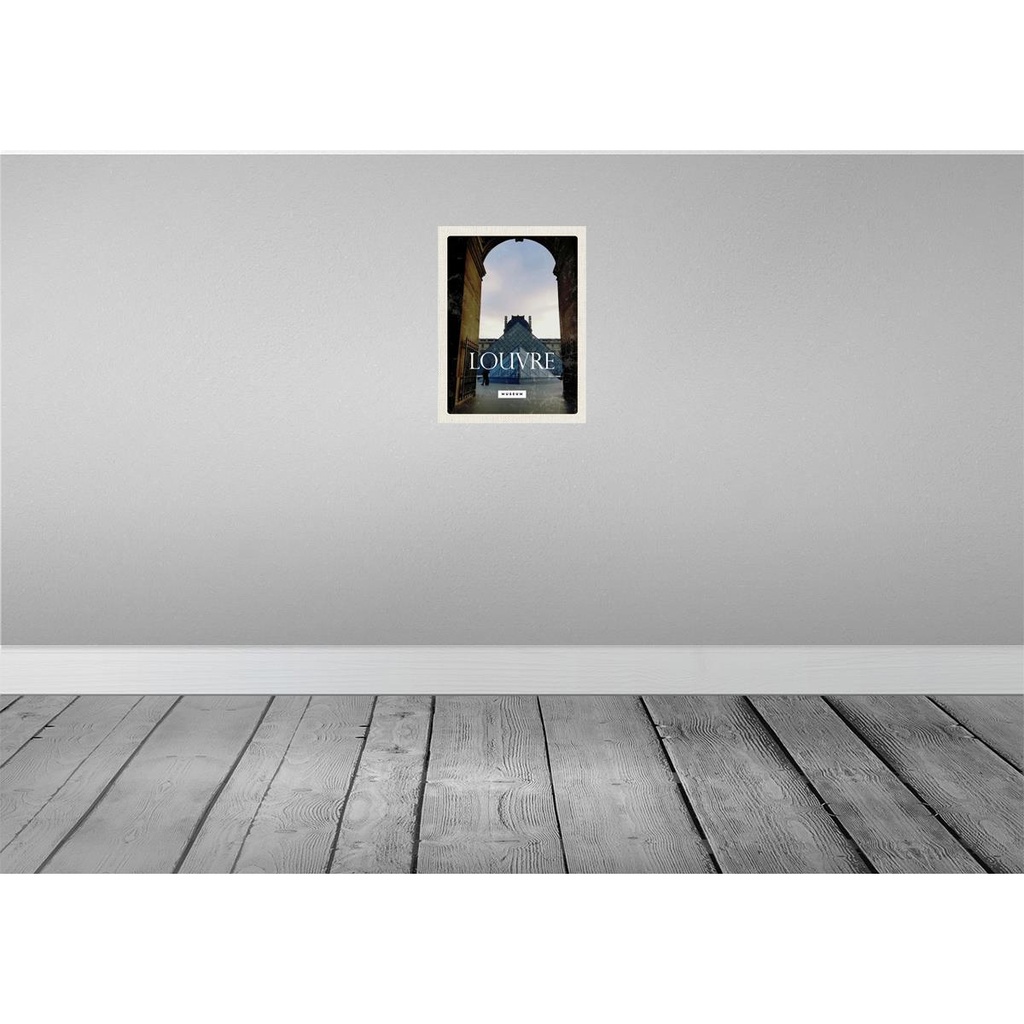 [LA-136387-H] Holzschild 40x30 cm Louvre MuseumArchitektur Bildmotiv Reisemotiv Europa Bild 2