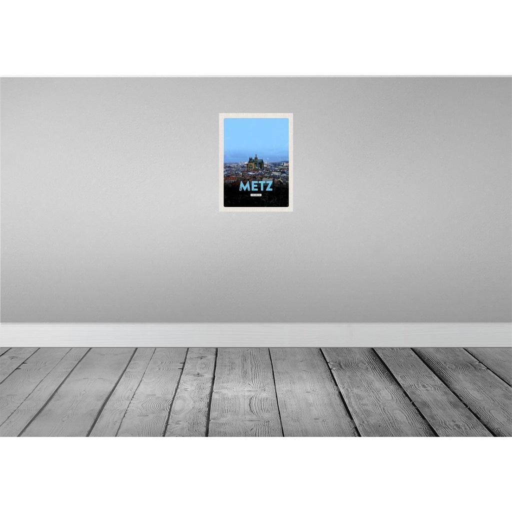 [LA-136391-H] Holzschild 40x30 cm Metz France Panorama Retro Bildmotiv Reisemotiv Straße Stadt Bild 2
