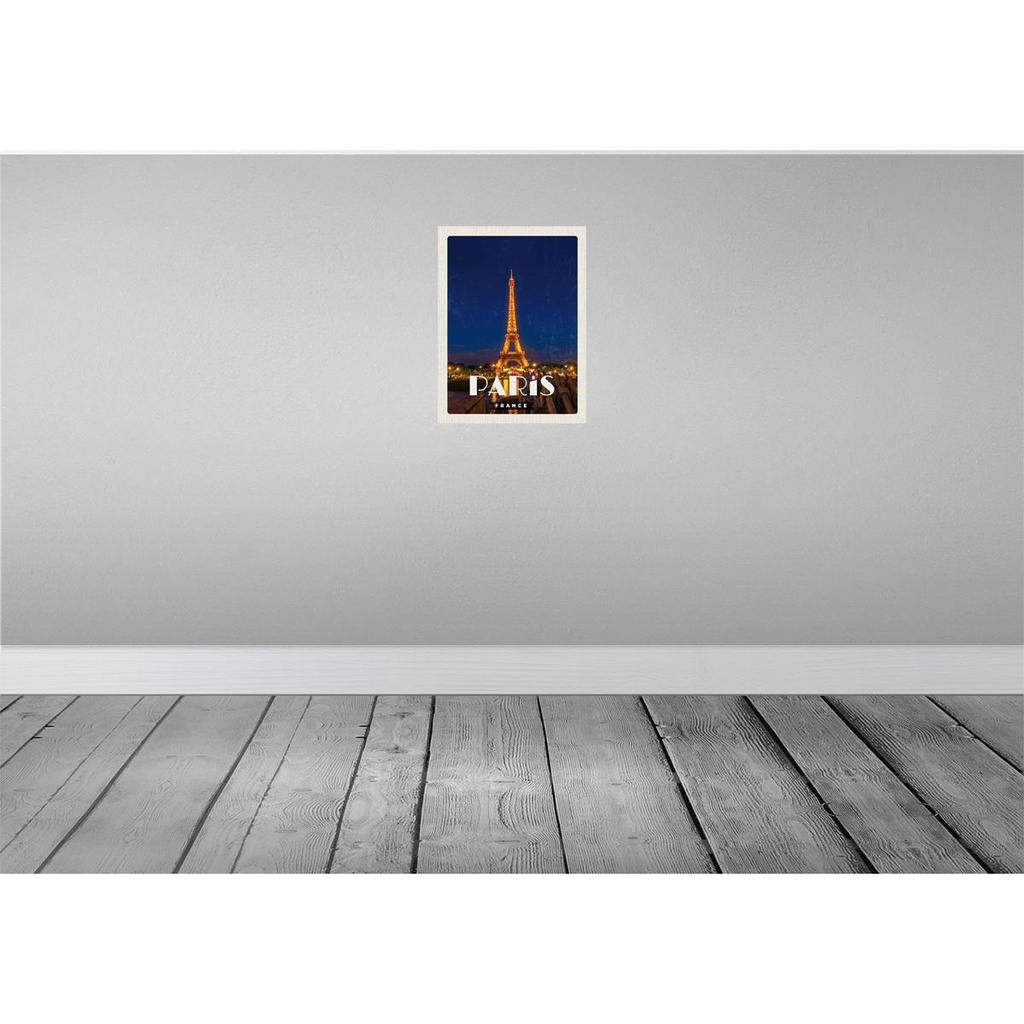 [LA-136397] Blechschild 40x30 cm Paris France Urlaub Eiffelturm Nacht Lichter Bildmotiv Reisemotiv Abenteuer Reisen Europa Bild 2
