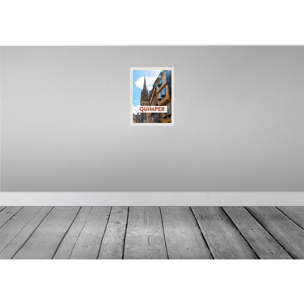 [LA-136401-H] Holzschild 40x30 cm Quimper France Kathedrale Bildmotiv Reisemotiv Europa Bild 2
