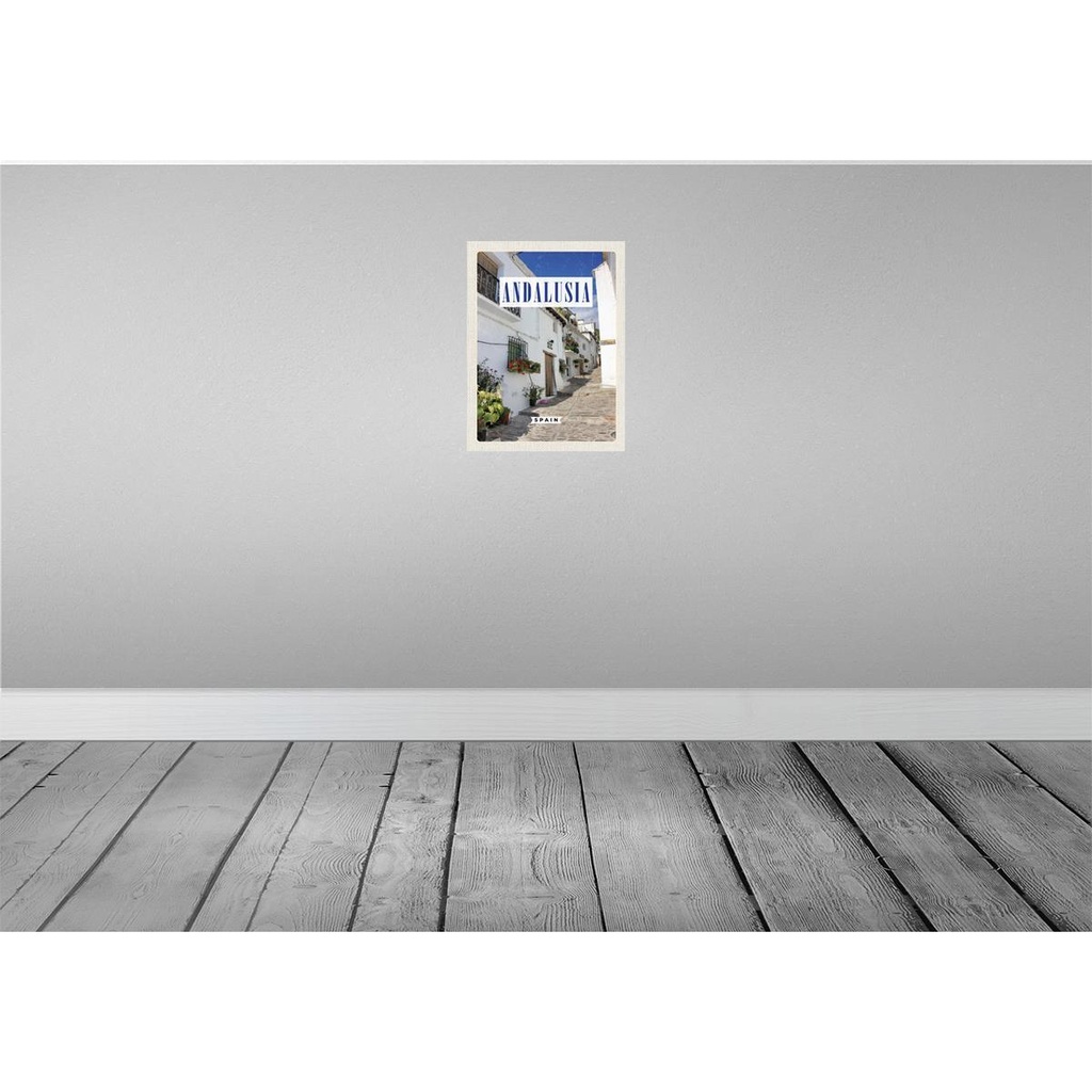 [LA-136408-H] Holzschild 40x30 cm Andalusia Spain Altstadt Bildmotiv Reisemotiv Straße Stadt Bild 2