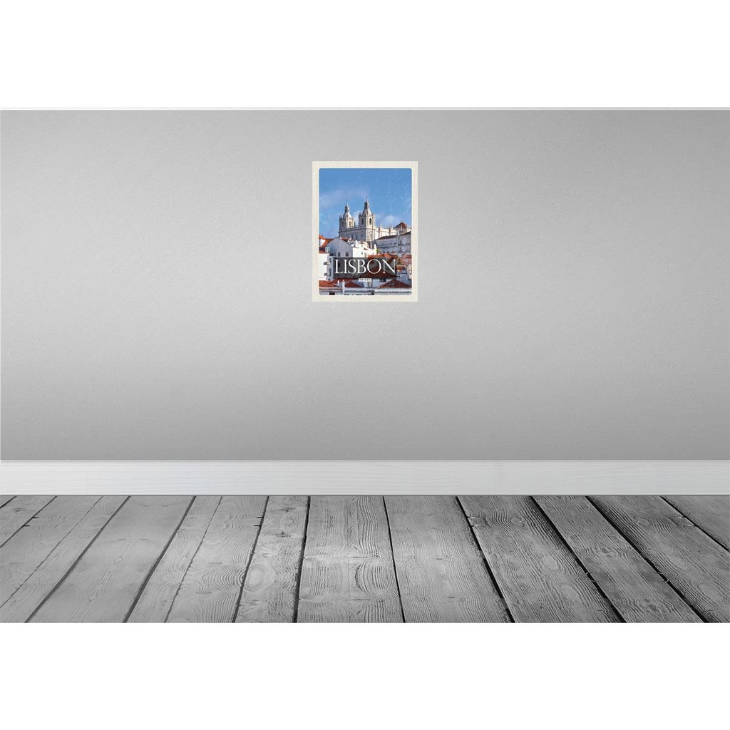 [LA-136422-H] Holzschild 40x30 cm Lisbon Portugal Architektur Bildmotiv Reisemotiv Straße Stadt Bild 2