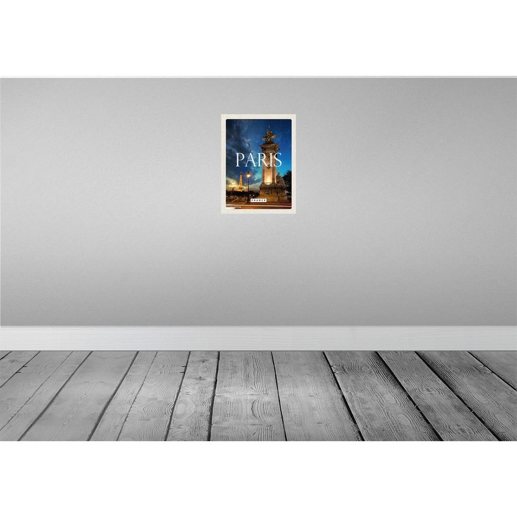[LA-136433] Blechschild 40x30 cm Paris France Urlaub Eiffelturm Nacht Retro Bildmotiv Reisemotiv Abenteuer Reisen Europa Bild 2